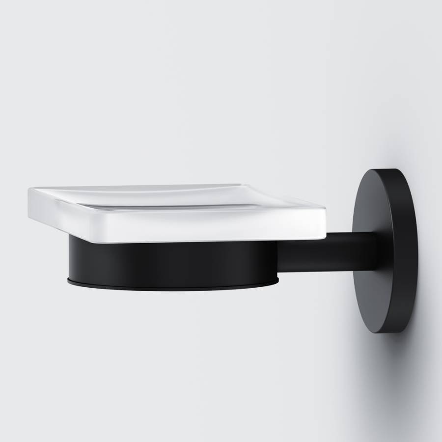 A85A34222 X-Joy, Стеклянная мыльница с настенным держателем, черный A85A34222 X-Joy, Стеклянная мыльница с настенным держателем, черный