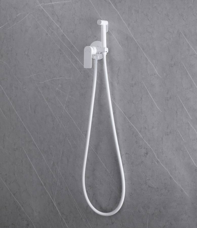 Смеситель ABBER Weiss Insel AF8025W с гигиеническим душем, белый Смеситель ABBER Weiss Insel AF8025W с гигиеническим душем, белый