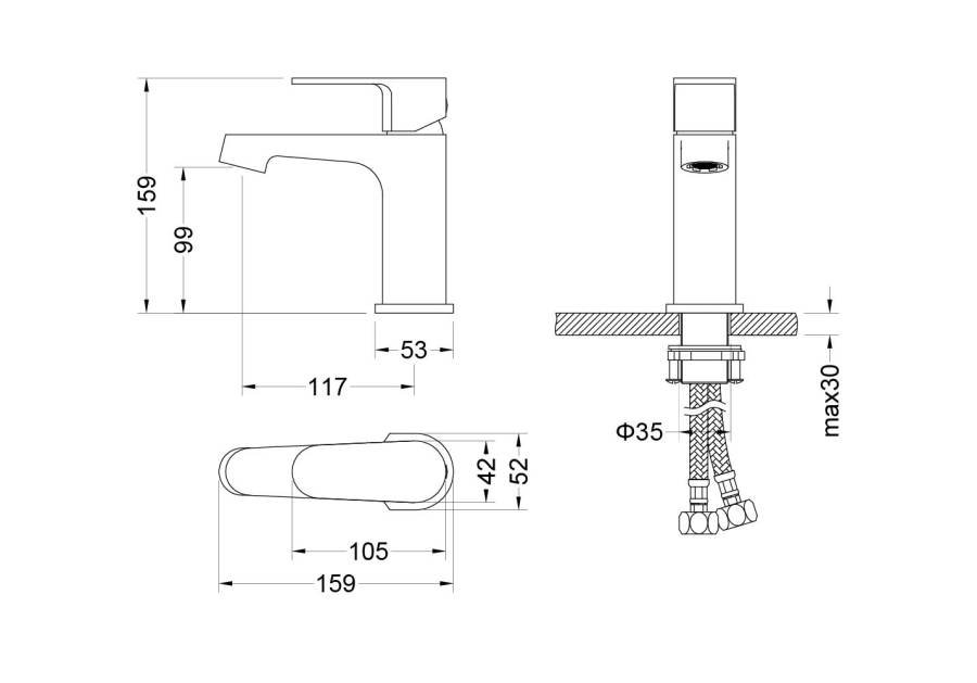 Смеситель для раковины 98, без донного клапана AQUATEK AQ1210CR ОБЕРОН Смеситель для раковины 98, без донного клапана AQUATEK AQ1210CR ОБЕРОН