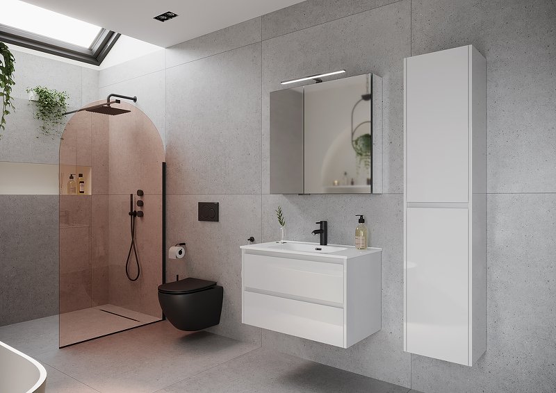 Тумба подвесная SANCOS Libra 790х450х500, c двумя ящиками оснащенными доводчиками, белый глянец , арт. LB80W Тумба подвесная SANCOS Libra 790х450х500, c двумя ящиками оснащенными доводчиками, белый глянец , арт. LB80W