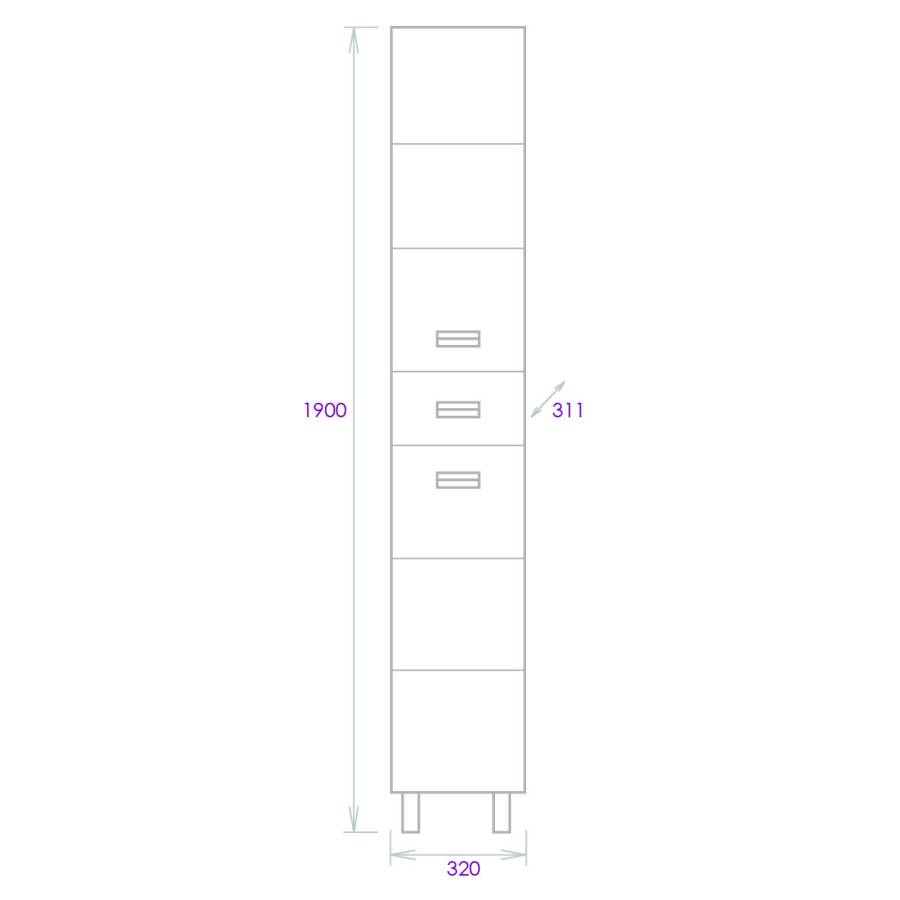 Пенал Onika Балтика 32 Black напольный, белый, универсальный Пенал Onika Балтика 32 Black напольный, белый, универсальный