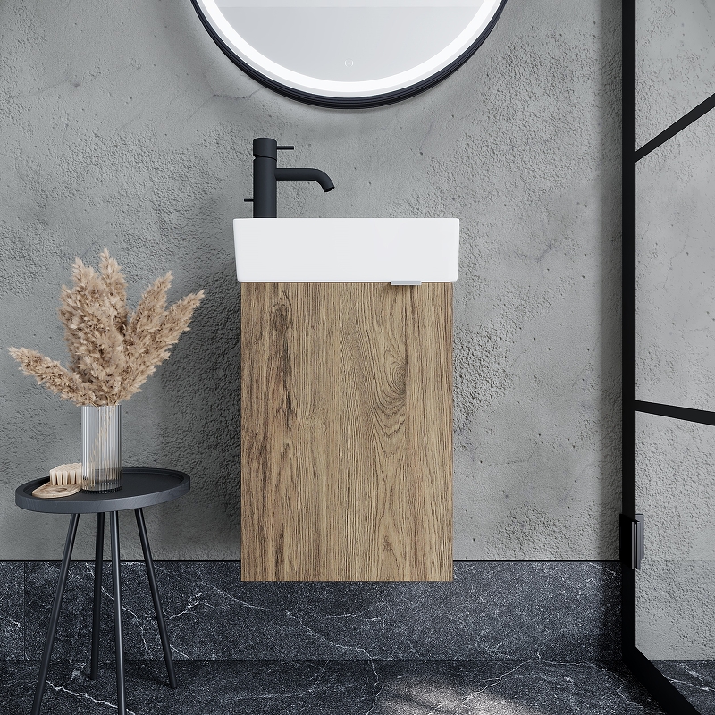 Тумба подвесная SANCOS Mini 355х205х500, с распашной дверцей, внутри 1 полка, дуб чарльстон , арт.MN35ECHL Тумба подвесная SANCOS Mini 355х205х500, с распашной дверцей, внутри 1 полка, дуб чарльстон , арт.MN35ECHL