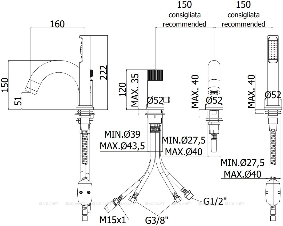 Смеситель на борт ванны Paffoni Jo JO040LCR Смеситель на борт ванны Paffoni Jo JO040LCR