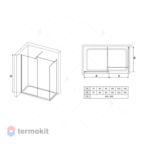 Перегородка для душа RGW WA-20B (WA-10B (2 шт.) + S-1220 B), 02122000-11 Перегородка для душа RGW WA-20B (WA-10B (2 шт.) + S-1220 B), 02122000-11