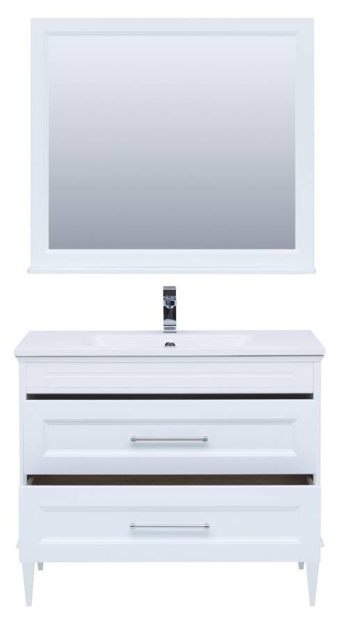 Мебель для ванной Aquanet Бостон М 100 белый (лит. мрамор) Мебель для ванной Aquanet Бостон М 100 белый (лит. мрамор)