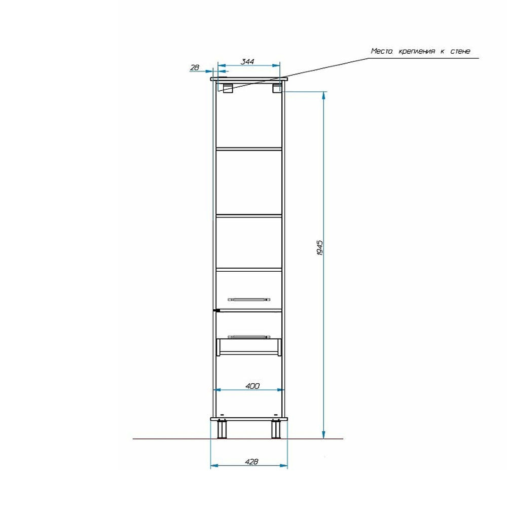Пенал напольный Bali Classic правосторонний (ШхВхГ) 428х2000х350 Пенал напольный Bali Classic правосторонний (ШхВхГ) 428х2000х350
