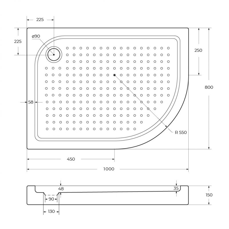 Акриловый поддон BelBagno TRAY-BB-RH-100/80-550-15-W-L Акриловый поддон BelBagno TRAY-BB-RH-100/80-550-15-W-L