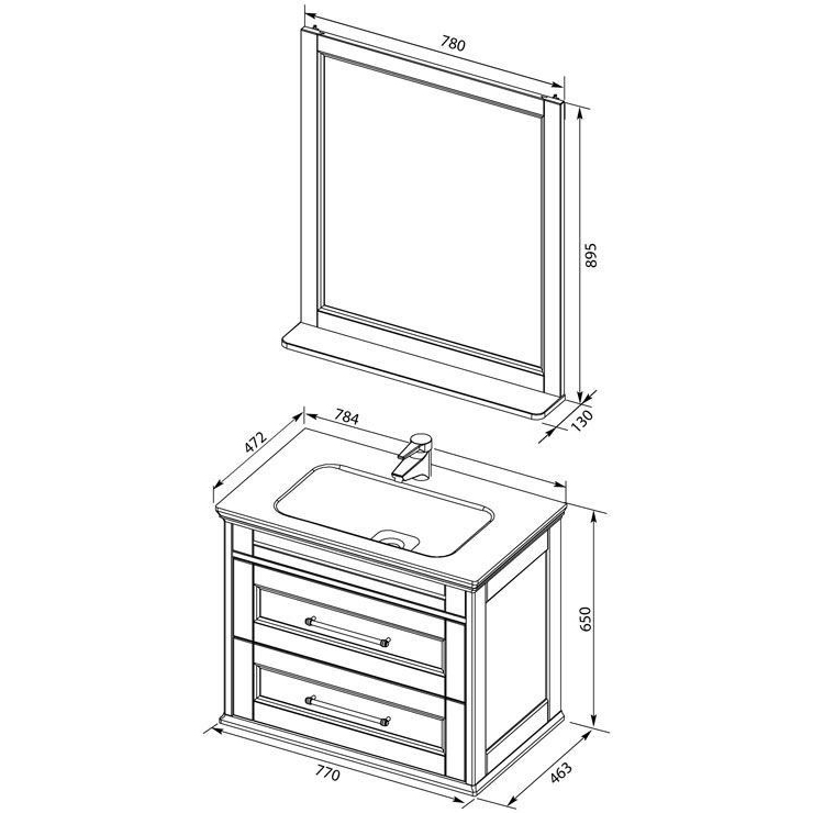 Мебель для ванной Aquanet Бостон М 80 белый( лит. мрамор) Мебель для ванной Aquanet Бостон М 80 белый( лит. мрамор)