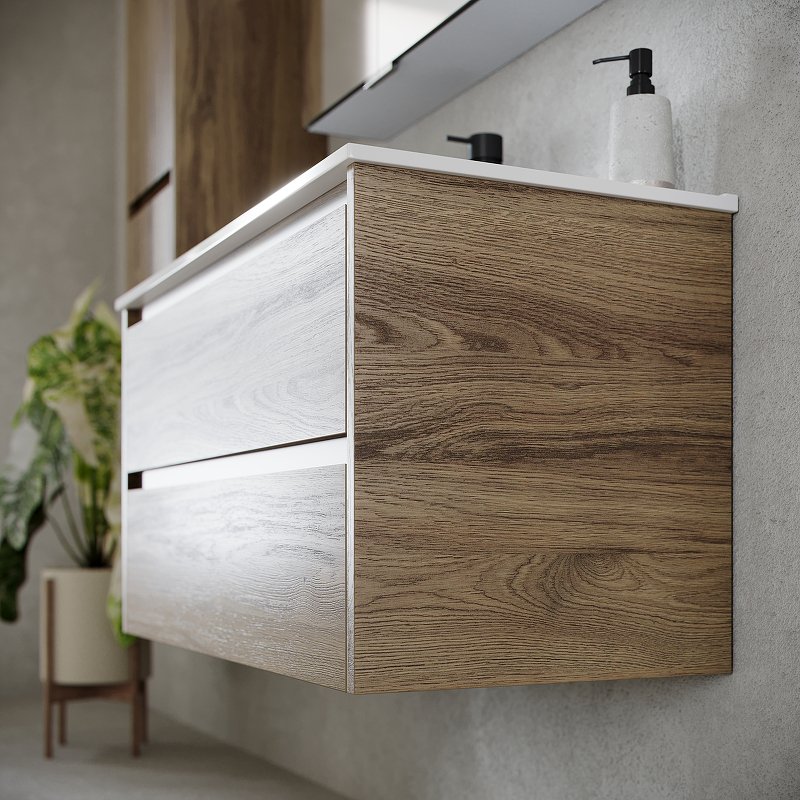 Тумба подвесная SANCOS Libra 990х450х500, c двумя ящиками оснащенными доводчиками, дуб чарльстон, арт. LB100ECH Тумба подвесная SANCOS Libra 990х450х500, c двумя ящиками оснащенными доводчиками, дуб чарльстон, арт. LB100ECH