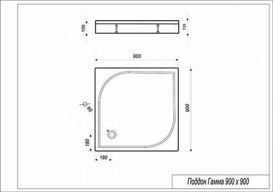Душевой поддон Эстет ГАММА 90 х 90, ФР-00000758, из искусственного камня Душевой поддон Эстет ГАММА 90 х 90, ФР-00000758, из искусственного камня