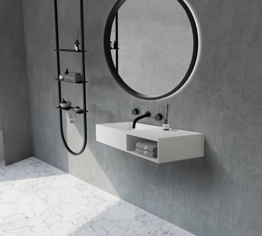 Тумба с раковиной ABBER Stein AS2649-1.2 подвесная, белая матовая Тумба с раковиной ABBER Stein AS2649-1.2 подвесная, белая матовая