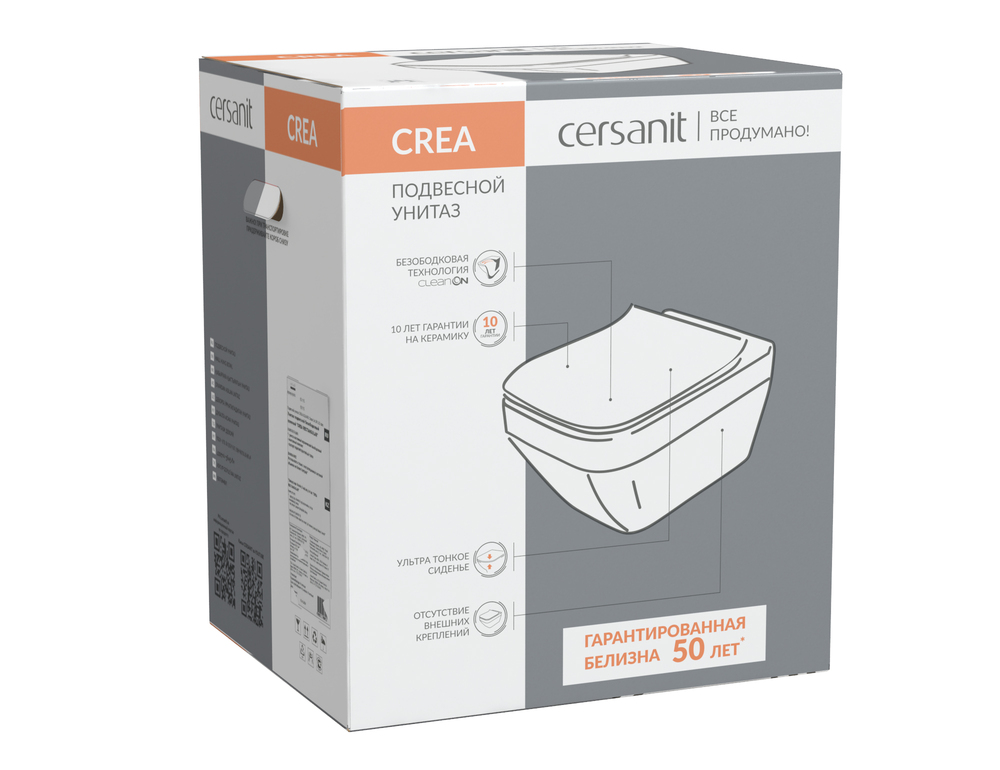 Подвесной унитаз CREA SQUARE Clean On DPL EO slim Подвесной унитаз CREA SQUARE Clean On DPL EO slim