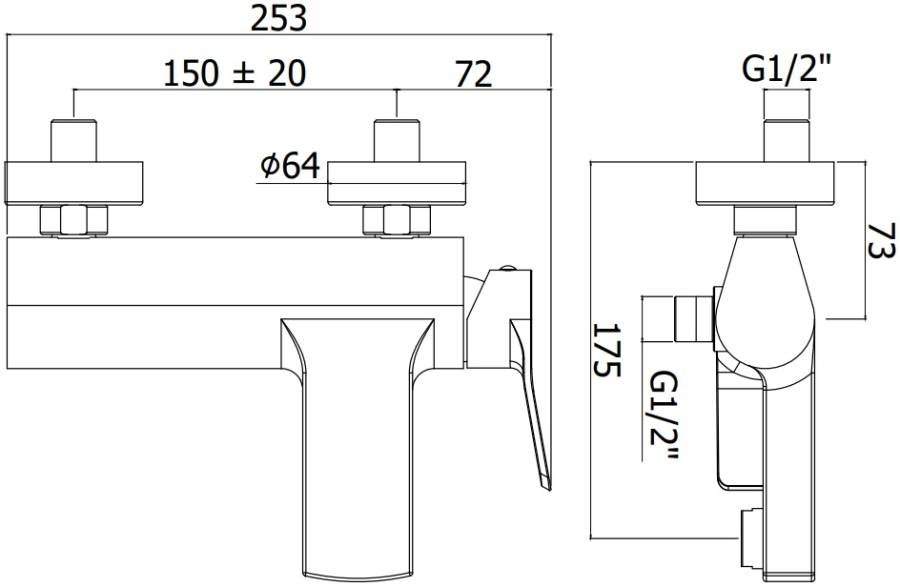 Смеситель для ванны с душем Paffoni Tilt TI022ST Смеситель для ванны с душем Paffoni Tilt TI022ST