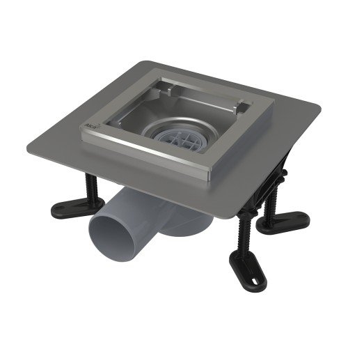 Сливной трап из нержавеющей стали 130×130 мм боковой сток, без pешетки, гидрозатвор мокрый Сливной трап из нержавеющей стали 130×130 мм боковой сток, без pешетки, гидрозатвор мокрый