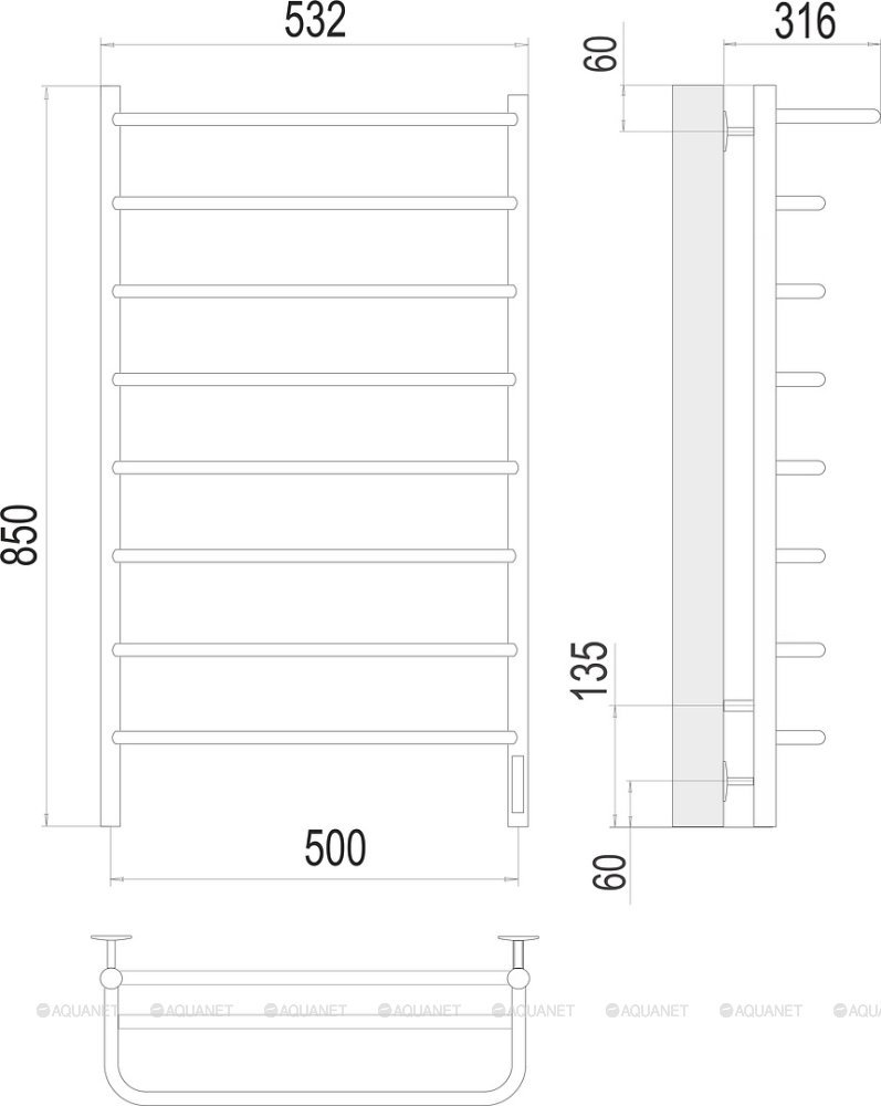 Полотенцесушитель Terminus Полка П8 500х850 электро Полотенцесушитель Terminus Полка П8 500х850 электро
