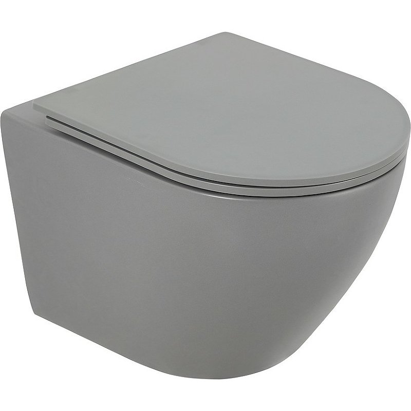 COLORATO Унитаз подвесной безободковый с креплением, серый матовый, BB062CHR-GR COLORATO Унитаз подвесной безободковый с креплением, серый матовый, BB062CHR-GR