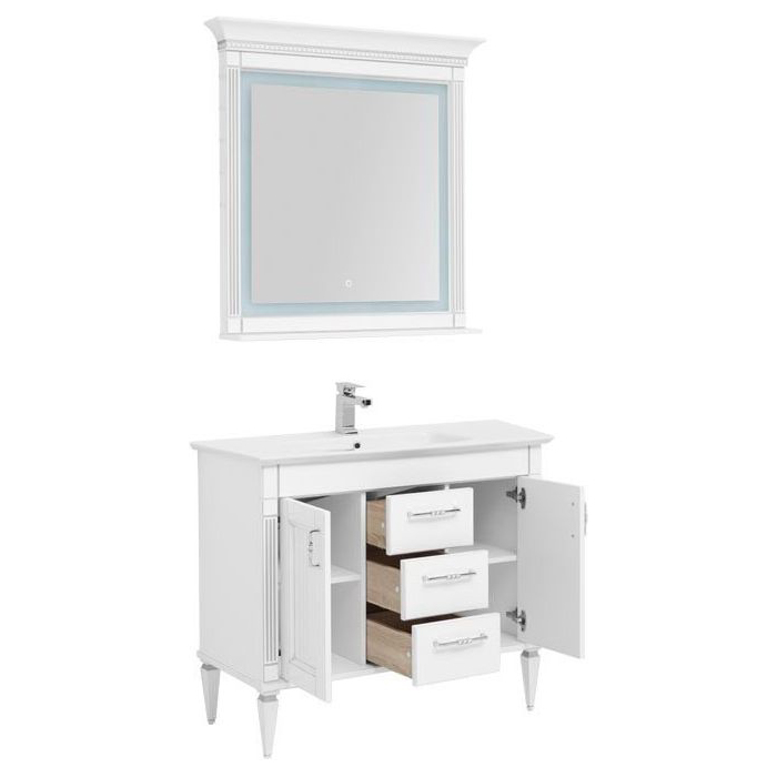 Комплект мебели для ванной Aquanet Селена 105 белый/серебро (3 ящика, 2 дверцы) Комплект мебели для ванной Aquanet Селена 105 белый/серебро (3 ящика, 2 дверцы)