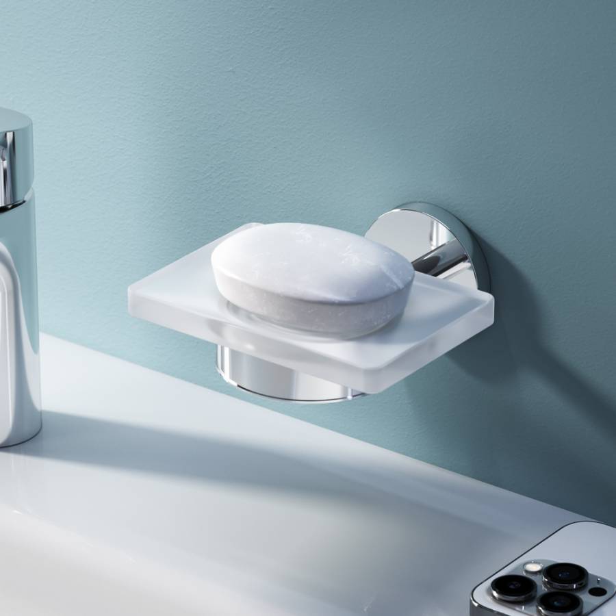 A85A34200 X-Joy, Стеклянная мыльница с настенным держателем, хром A85A34200 X-Joy, Стеклянная мыльница с настенным держателем, хром