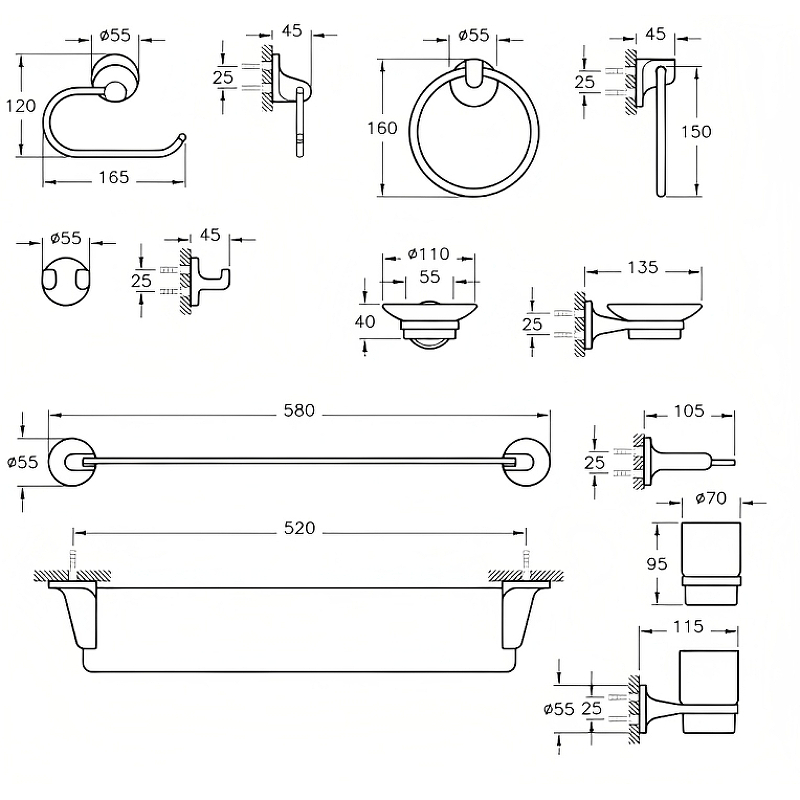 Набор аксессуаров для ванны, 6 предметов Marin Набор аксессуаров для ванны, 6 предметов Marin