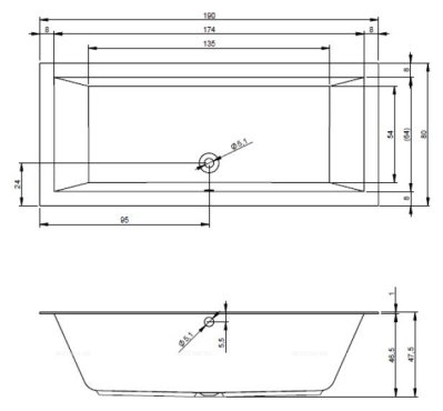Акриловая ванна Riho Lugo 190x80 см