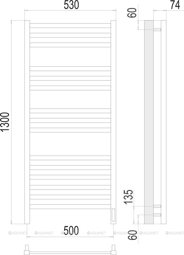 Полотенцесушитель Terminus Ното П15 500х1300 электро Полотенцесушитель Terminus Ното П15 500х1300 электро