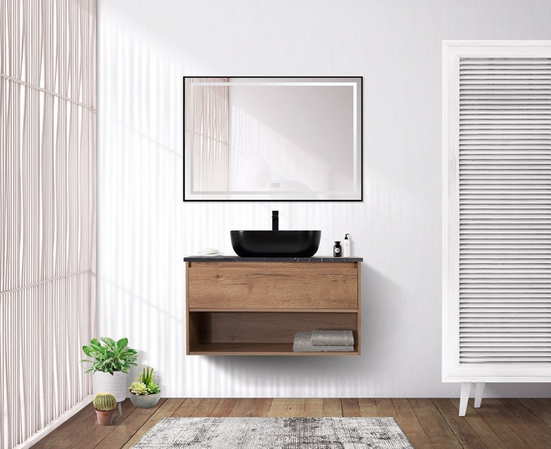 Тумба c раковиной подвесная с одним ящиком и одной открытой полкой BelBagno KRAFT 80 Rovere Galifax Bianco, раковина белая Тумба c раковиной подвесная с одним ящиком и одной открытой полкой BelBagno KRAFT 80 Rovere Galifax Bianco, раковина белая