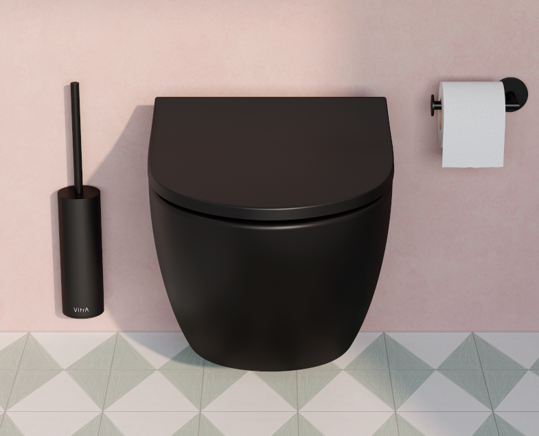 Безободковый подвесной унитаз VitrA Sento, матовый черный Безободковый подвесной унитаз VitrA Sento, матовый черный