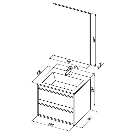 Мебель для ванной Aquanet Lino 60 Дуб Веллингтон Мебель для ванной Aquanet Lino 60 Дуб Веллингтон