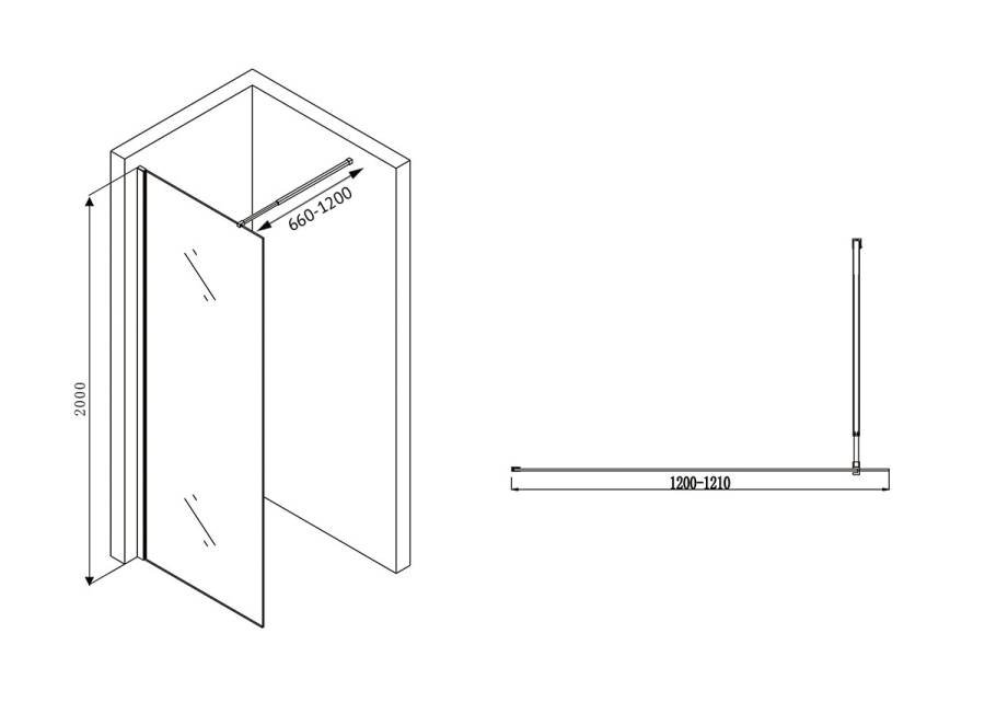 Душевая перегородка ABBER Immer Offen AG61120B Душевая перегородка ABBER Immer Offen AG61120B