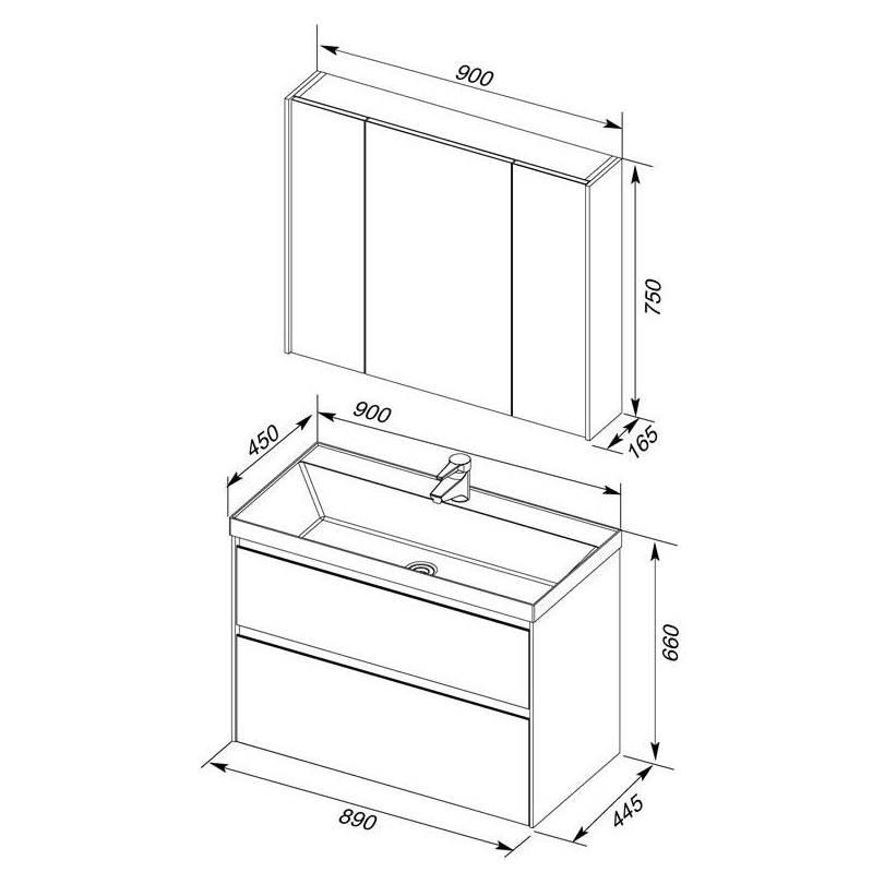 Мебель для ванной Aquanet Гласс 90 белый Мебель для ванной Aquanet Гласс 90 белый