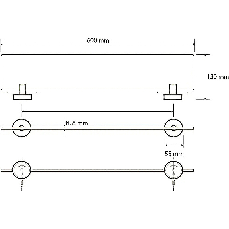 Стеклянная полка Bemeta Neo 104102045 Нержавеющая сталь Стеклянная полка Bemeta Neo 104102045 Нержавеющая сталь