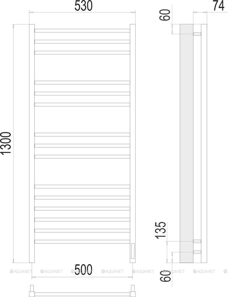 Полотенцесушитель Terminus Сицилия П15 500х1300 электро Полотенцесушитель Terminus Сицилия П15 500х1300 электро