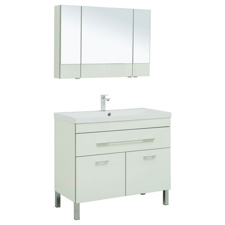 Мебель для ванной Aquanet Верона 100 белый (напольный 1 ящик 2 дверцы) Мебель для ванной Aquanet Верона 100 белый (напольный 1 ящик 2 дверцы)