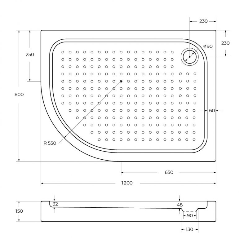 Акриловый поддон BelBagno TRAY-BB-RH-100/80-550-15-W-L Акриловый поддон BelBagno TRAY-BB-RH-100/80-550-15-W-L