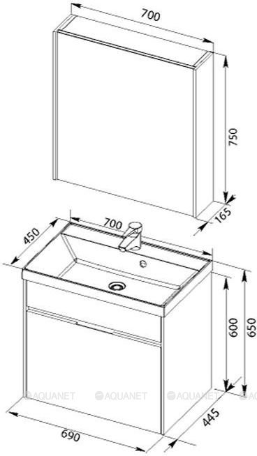 Мебель для ванной Aquanet Латина 70 белый (1 ящик) Мебель для ванной Aquanet Латина 70 белый (1 ящик)