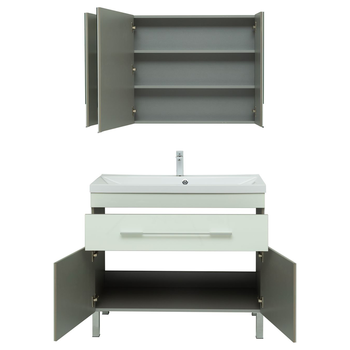 Мебель для ванной Aquanet Верона 100 белый (напольный 1 ящик 2 дверцы) Мебель для ванной Aquanet Верона 100 белый (напольный 1 ящик 2 дверцы)