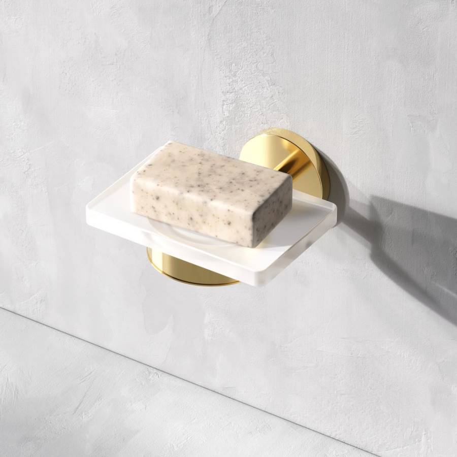 Стеклянная мыльница с настенным держателем, золото A85A34299 Стеклянная мыльница с настенным держателем, золото A85A34299