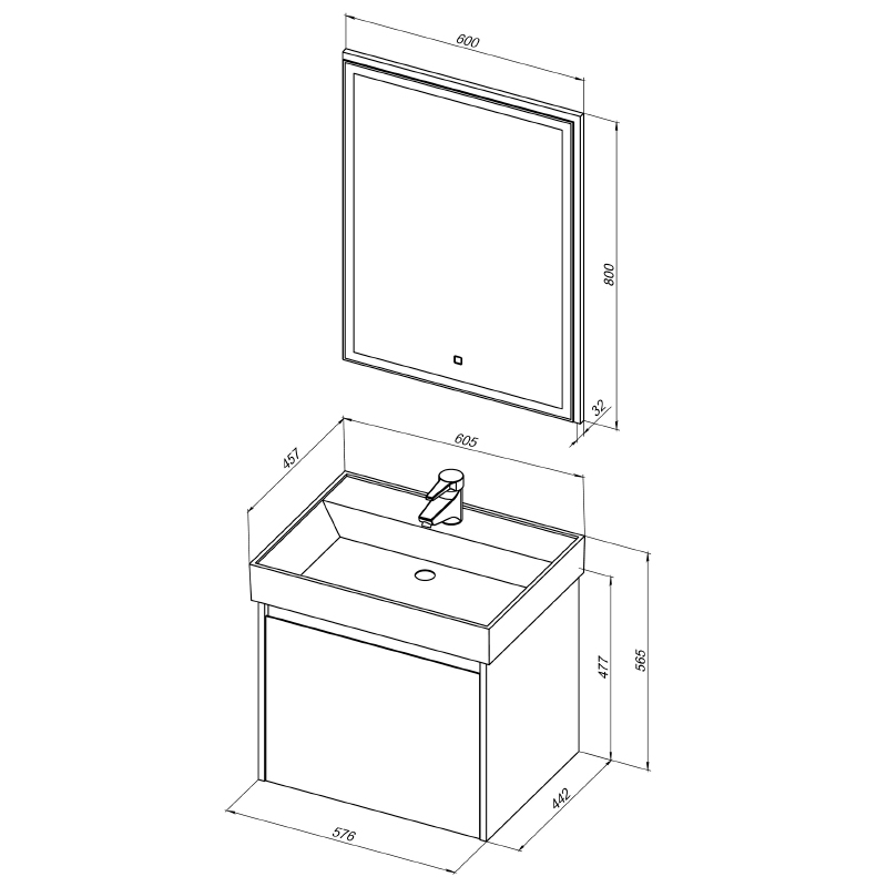 Мебель для ванной Aquanet Nova Lite 60 дуб рошелье (1 ящик) Мебель для ванной Aquanet Nova Lite 60 дуб рошелье (1 ящик)