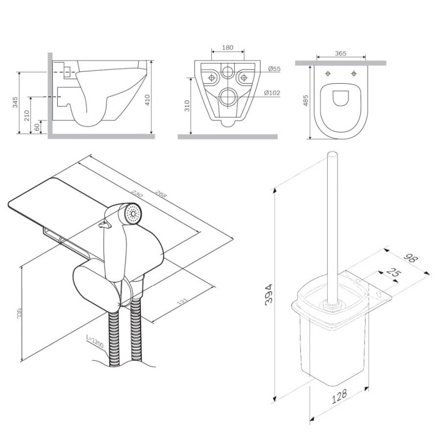 Набор подвесной унитаз с гигиеническим душем CK70H1003W Набор подвесной унитаз с гигиеническим душем CK70H1003W