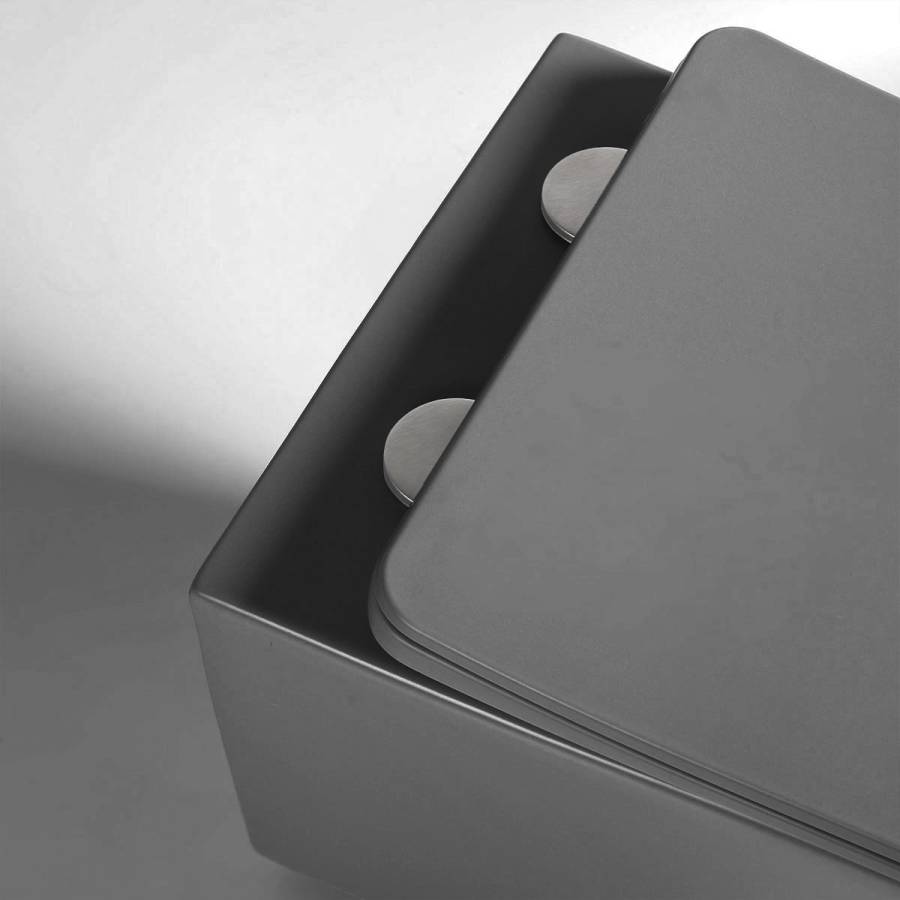 Унитаз подвесной Q-Line VT1-12MA безободковый, цвет антрацит мат., ультратонкое soft close сиденье Унитаз подвесной Q-Line VT1-12MA безободковый, цвет антрацит мат., ультратонкое soft close сиденье