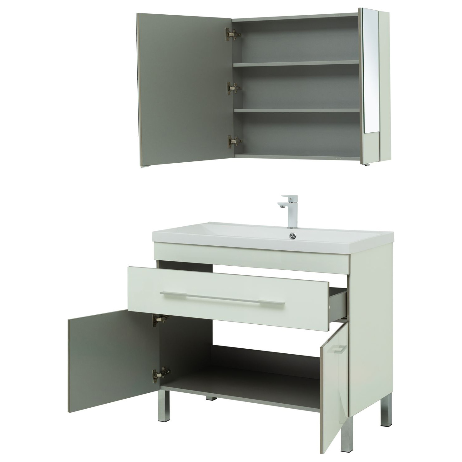 Мебель для ванной Aquanet Верона 100 белый (напольный 1 ящик 2 дверцы) Мебель для ванной Aquanet Верона 100 белый (напольный 1 ящик 2 дверцы)