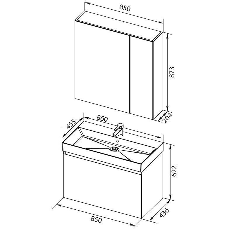 Мебель для ванной Aquanet Нью-Йорк 85 орех Мебель для ванной Aquanet Нью-Йорк 85 орех