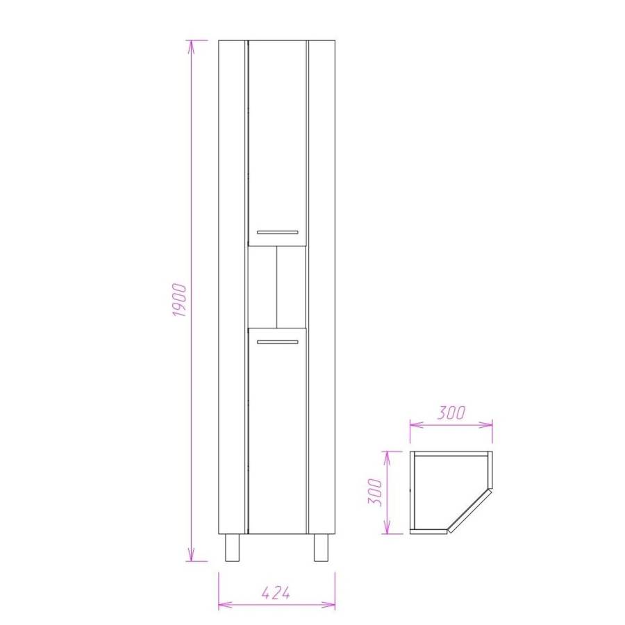 Пенал Onika Дюна 30 напольный, белый, универсальный, угловой Пенал Onika Дюна 30 напольный, белый, универсальный, угловой
