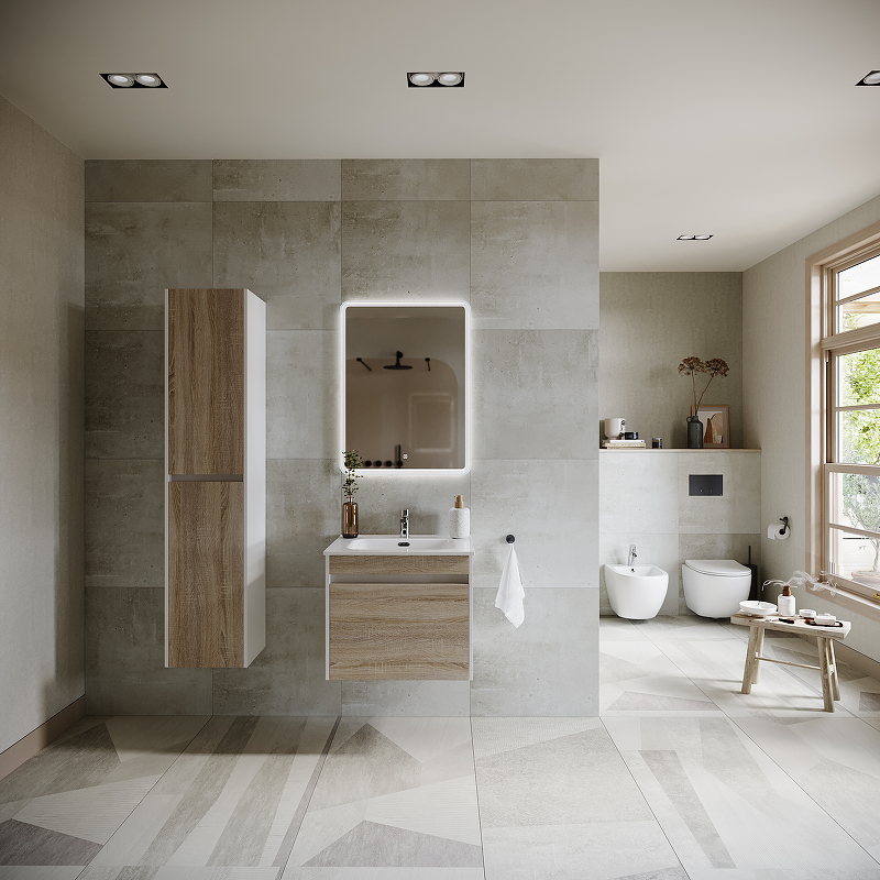 Тумба подвесная SANCOS Smart 590х450х500, c двумя ящиками оснащенными доводчиками, дуб бардолино/белый , арт. SM60E Тумба подвесная SANCOS Smart 590х450х500, c двумя ящиками оснащенными доводчиками, дуб бардолино/белый , арт. SM60E