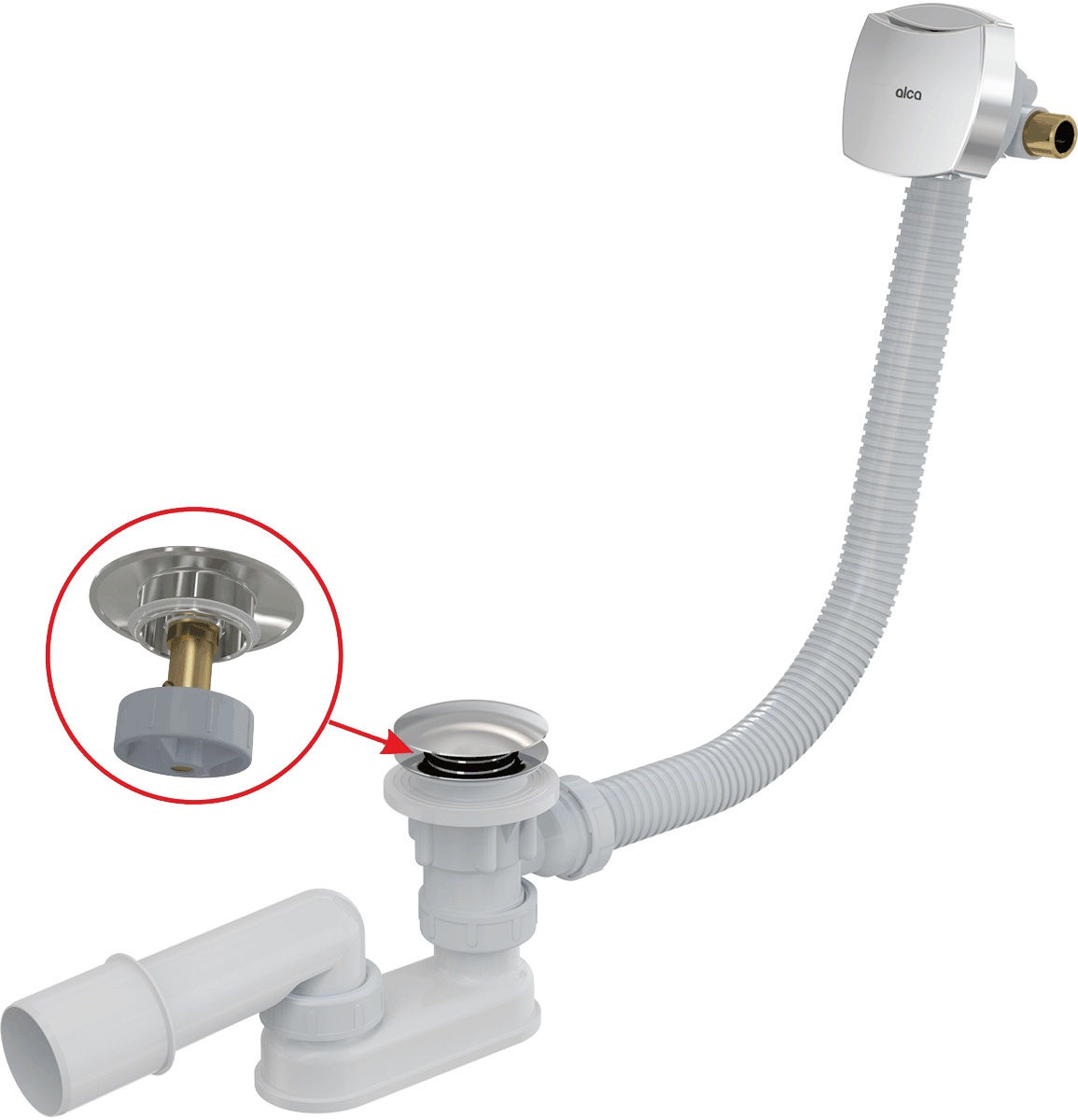 Сифон для ванны CLICK/CLACK с напуском воды через перелив, хром Сифон для ванны CLICK/CLACK с напуском воды через перелив, хром