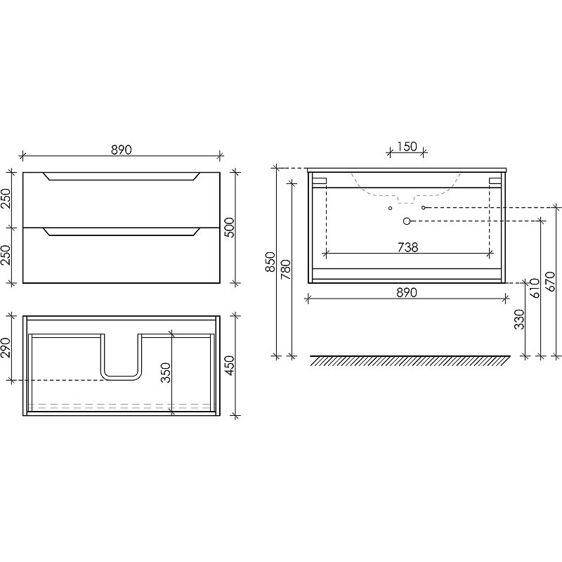 Тумба подвесная SANCOS Norma 2.0 890х450х500, c двумя ящиками оснащенными доводчиками, белый глянец , арт. NR2.090W Тумба подвесная SANCOS Norma 2.0 890х450х500, c двумя ящиками оснащенными доводчиками, белый глянец , арт. NR2.090W
