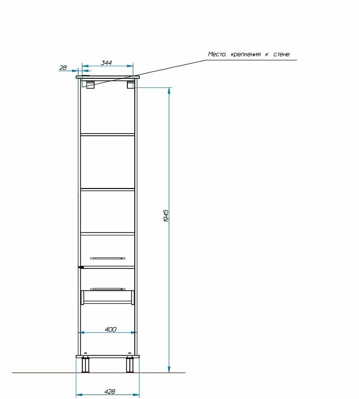 Пенал напольный Bali Classic левосторонний (ШхГхВ) 428х2000х350 Пенал напольный Bali Classic левосторонний (ШхГхВ) 428х2000х350