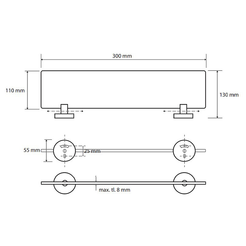Стеклянная полка Bemeta Omega 104122042 Хром Стеклянная полка Bemeta Omega 104122042 Хром