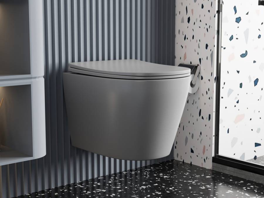 Унитаз ABBER Bequem AC1102MG подвесной серый матовый, безободковый Унитаз ABBER Bequem AC1102MG подвесной серый матовый, безободковый