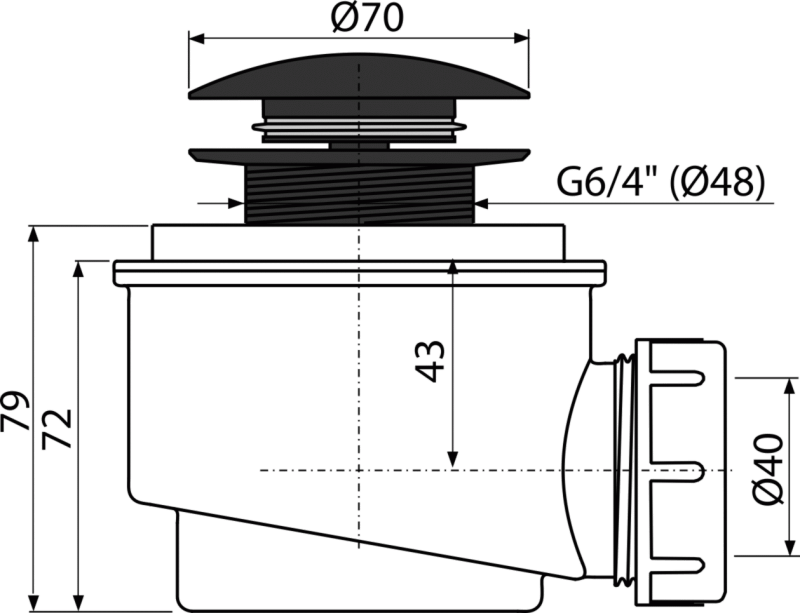Сифон для душевого поддона CLICK/CLACK, черный матовый Сифон для душевого поддона CLICK/CLACK, черный матовый